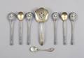 Six Russian Sterling Silver and Enamel Spoons