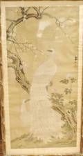 A Chinese Scroll of Two Peacocks