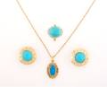 A Group of 14 Karat Yellow Gold and Turquoise Jewelry