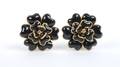 A Pair of Chanel Black Flower Earclips