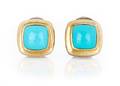 A Pair of Sterling Silver 18 Karat Yellow Gold and Turquoise Earrings David Yurman