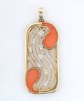 A 14 Karat Yellow Gold Diamond and Angel Skin Coral Pendant