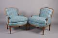 A Pair of Louis XV Style Upholstered Bergeres