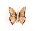 A 14 Karat Yellow Gold Diamond and PliqueaJour Enamel Butterfly Pin