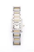 A Stainless Steel and Gold Wristwatch Cartier Tank Francaise