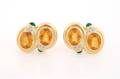 A Pair of 18 Karat Yellow Gold Citrine and Crysoprase Chalcedony Earrings