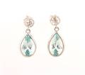 A Pair of 14 Karat White Gold Diamond and Aquamarine Earrings
