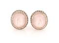 A Pair of 18 Karat Rose Gold Rose Quartz and Diamond Earrings