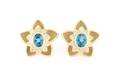 A Pair of 14 Karat Yellow Gold Diamond and Blue Topaz Earrings