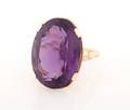 A 14 Karat Yellow Gold and Amethyst Ring