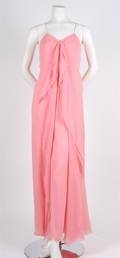 A Stavropoulos Pink Chiffon Evening Gown