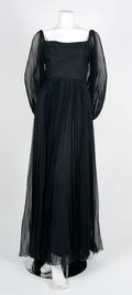 A Black Silk Chiffon Evening Gown