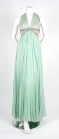A Sea Foam Green Silk Chiffon Evening Gown