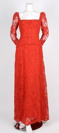 A Red Lace Evening Gown