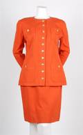A Chanel Orange Cotton Skirt Suit