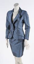Christian Dior Blue Silk Daisy Print Skirt Suit