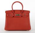 An Hermes Red Leather Birkin