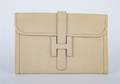 An Hermes Cream Lizardskin Envelope Clutch