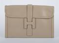An Hermes Tan Leather Envelope Clutch