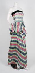 A Ceil Chapman Multicolor Striped Silk Evening Gown