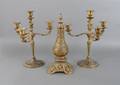 Two Cast Metal Louis XV Style Four Light Candelabras