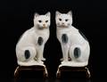 53 PAIR OF CRACKLEWARE PORCELAIN FIGURES OF CATS