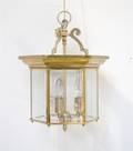 A Brass and Glass ThreeLight Hall Lantern