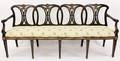 Black and Gilt Upholstered Louis XV Style Bench