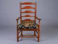 42 WILLIAM AND MARY STYLE OAK LADDERBACK ARMCHAIR
