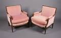 A Pair of Louis XVI Style Beech Wood Bergeres