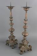 A Pair of Brass Clad Pricket Sticks