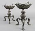 A Pair of Continental Bronze Oil Lamps