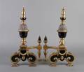 A Pair of French Brass and Iron Andirons