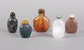 A Group of Five Stone Snuff Bottles