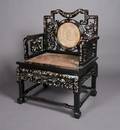 A Chinese Hardwood and MotherofPearl Inlaid Arm Chair