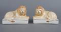 A Pair of Staffordshire Lion Figures