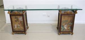 Two Chinese Giltwood and Fabric Panelled Lanterns