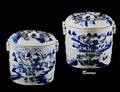 34 BLUE AND WHITE PORCELAIN BOWL AND COVER