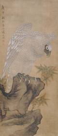 A Hanging Scroll of an Eagle on a Rock