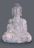 A Carved Wood Figure of Buddha