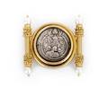 An 18 Karat Yellow Gold Coin and Cultured Pearl Brooch