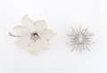 A 14 Karat White Gold Acrylic and Diamond Flower Brooch