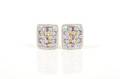 A Pair of 18 Karat White Gold Diamond Amethyst Blue Topaz and Citrine Earrings