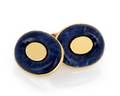 A Pair of 18 Karat Yellow Gold and Sodalite Cufflinks