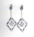 A Pair of 14 Karat White Gold Sapphire and Diamond Earrings