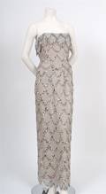 An Alfred Bosand Silver Lace and Sequined Evening Gown