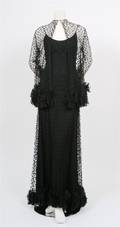 An Alfred Bosand Black Tulle Evening Gown