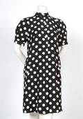 A Geoffrey Beene Navy Blue Polka Dot Dress