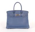 An Hermes Blue Brighton Taurillon Clemence Leather Birkin