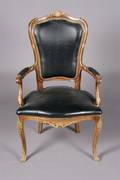 A Louis XV Style Mahogany and Gilt Metal Mounted Arm Chair